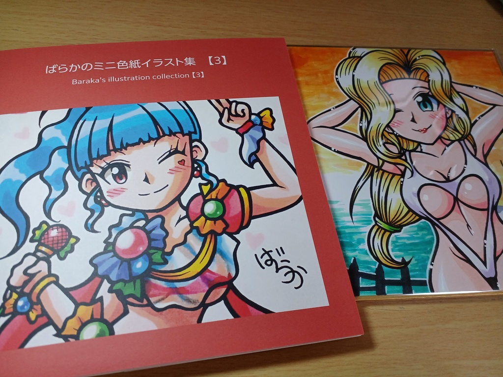 イラスト集3&ミニ色紙「夕日の水着お姉さん」セット！