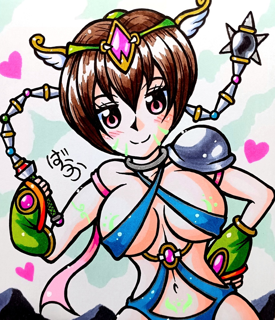 ミニ色紙「ビキニ戦士のお姉さん」