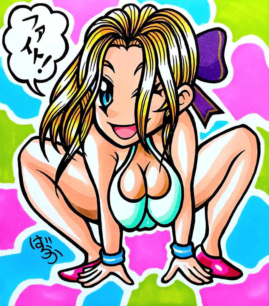 ミニ色紙「金髪のお姉さん」