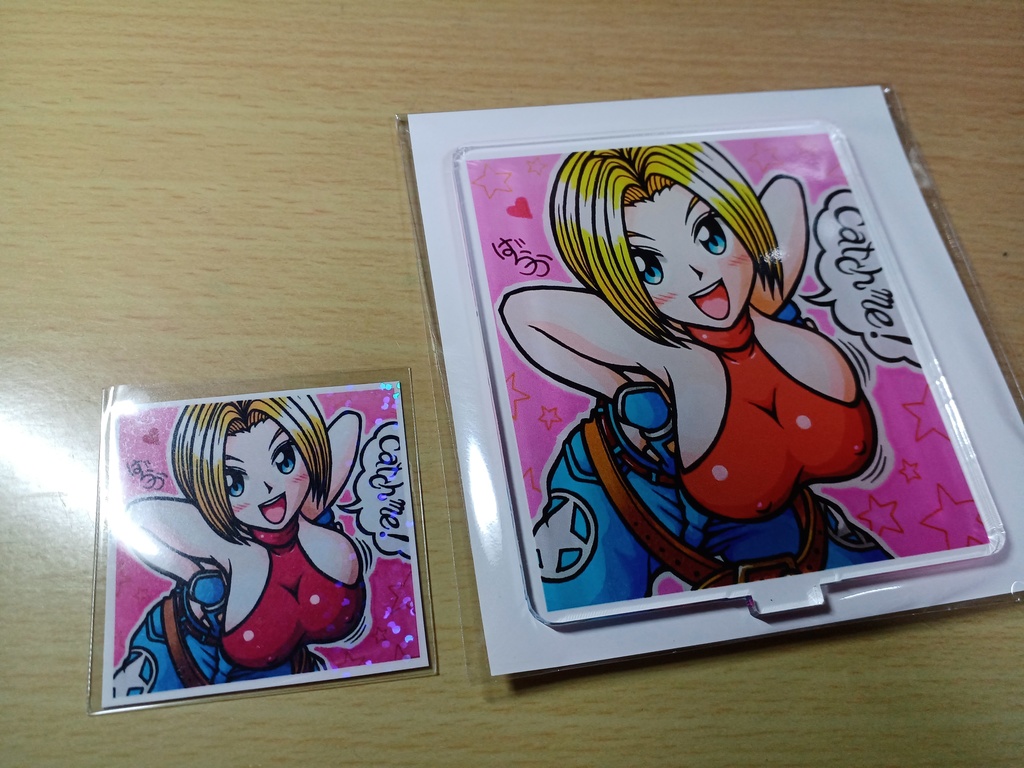 アクリルスタンド、シールセット「金髪グラマーなお姉さん」