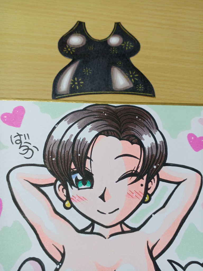 ランダムシール付きキャストオフミニ色紙「黒いドレスのお姉さん」