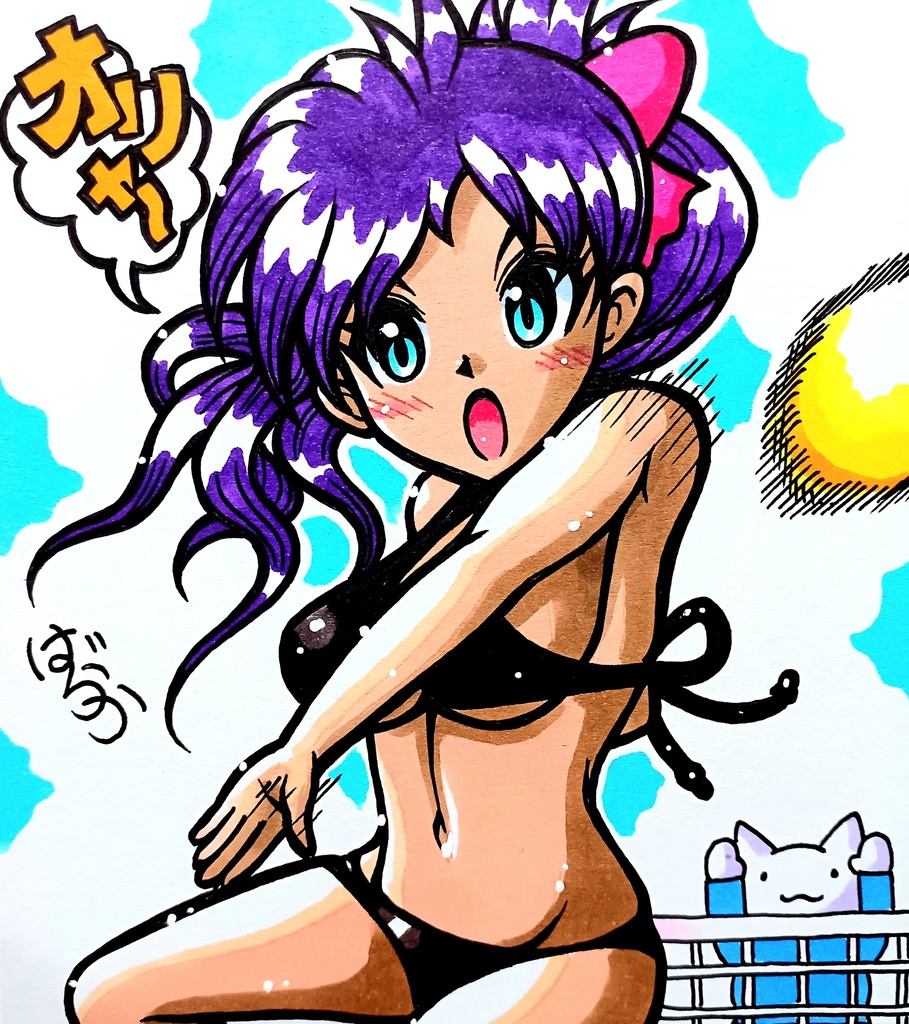 ミニ色紙「ビーチバレーのお姉さん」