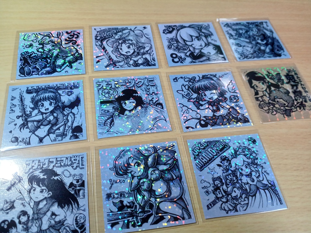 自作シール「シルバーホロレトロゲームシール10枚セット+ゴールドシール1枚」