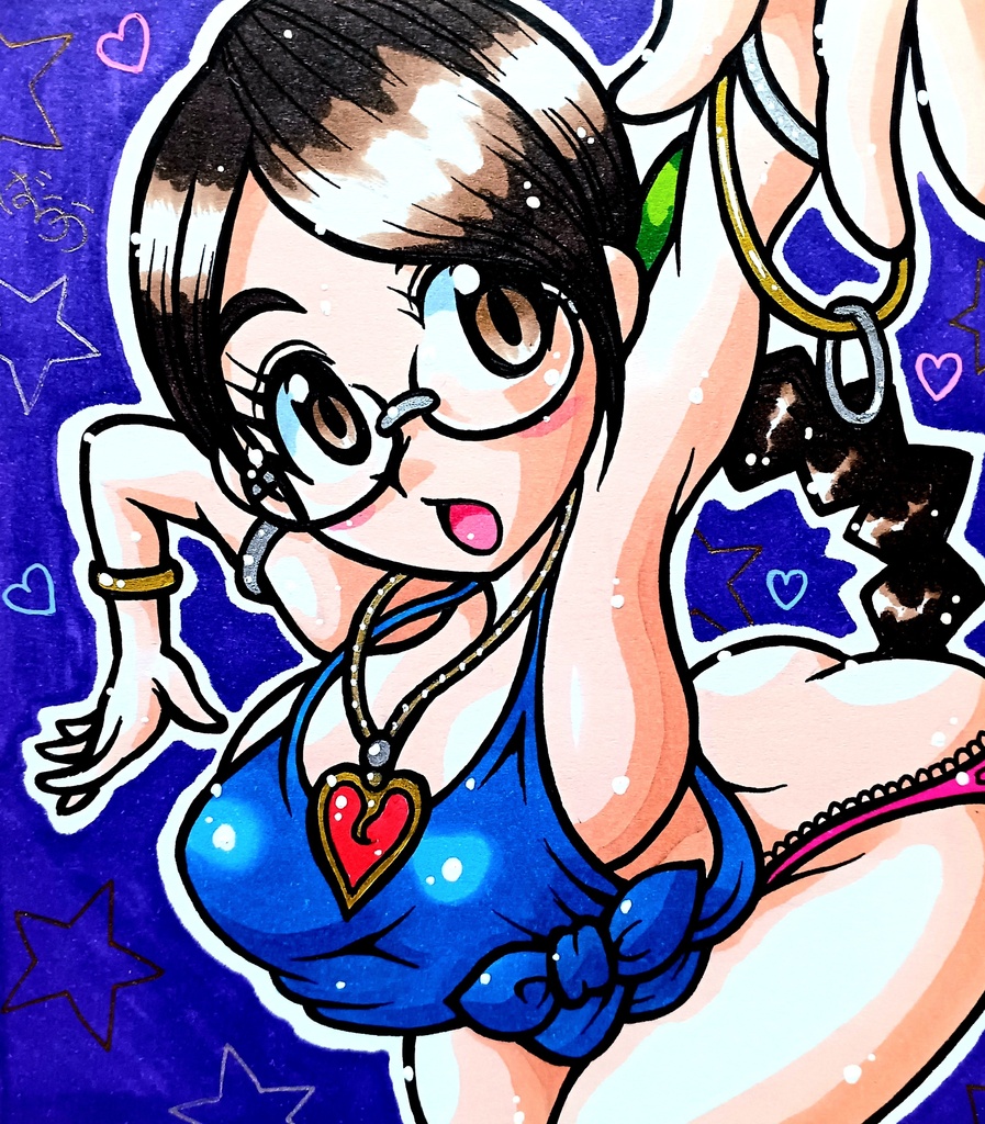 ミニ色紙「メガネギャップお姉さん」