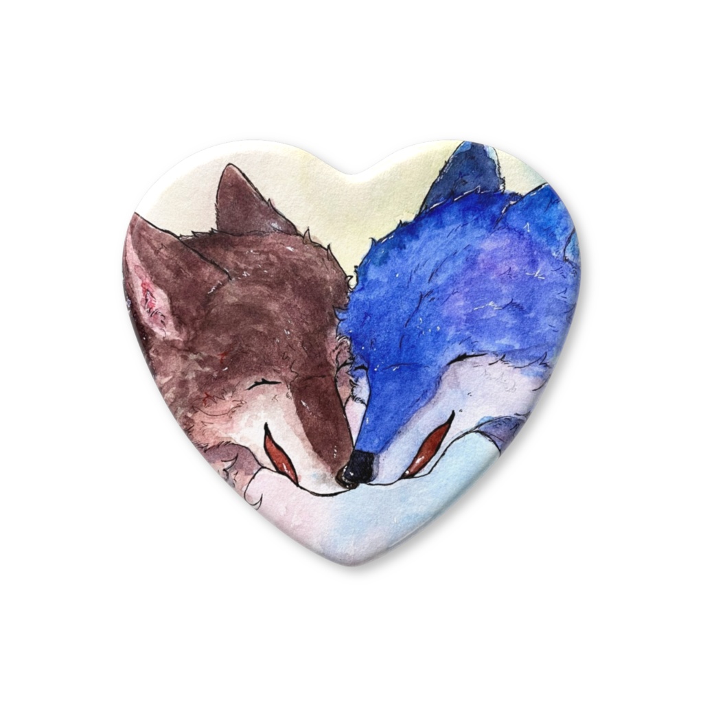 狼 ハート缶バッジ