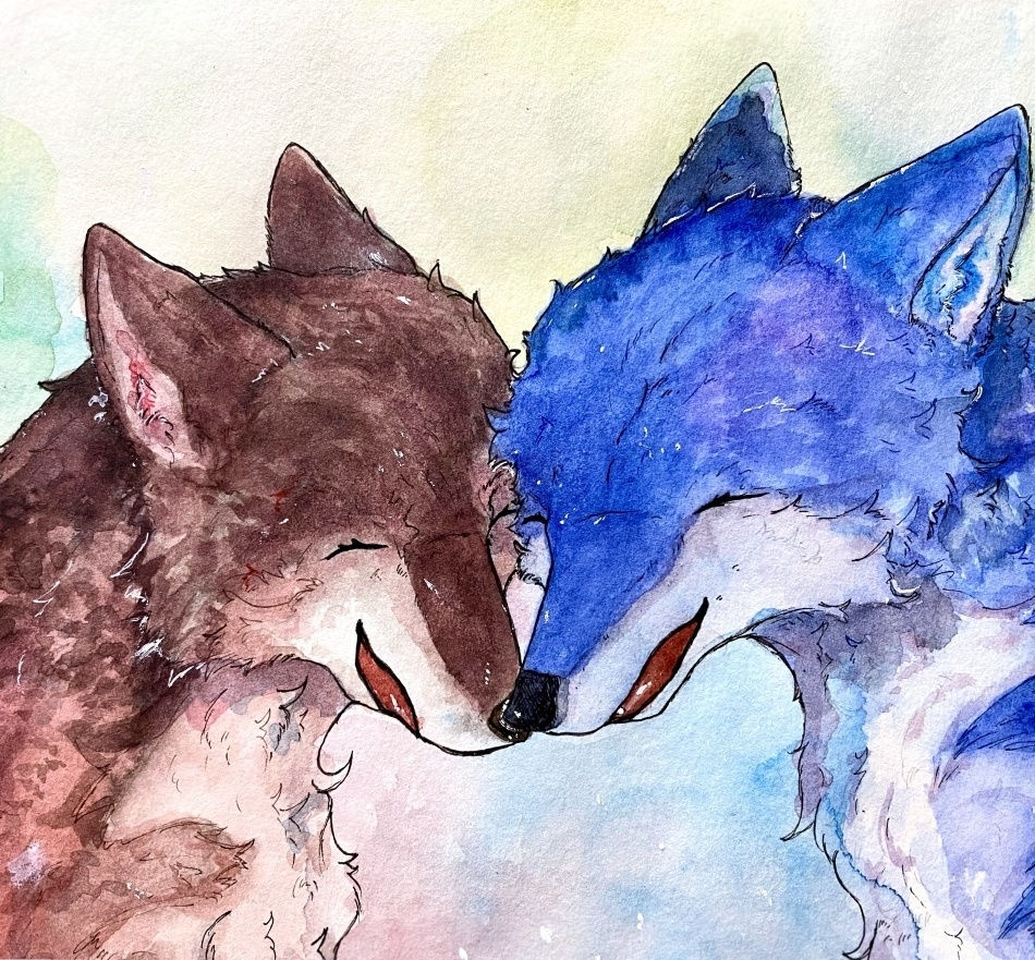 狼 ハート缶バッジ