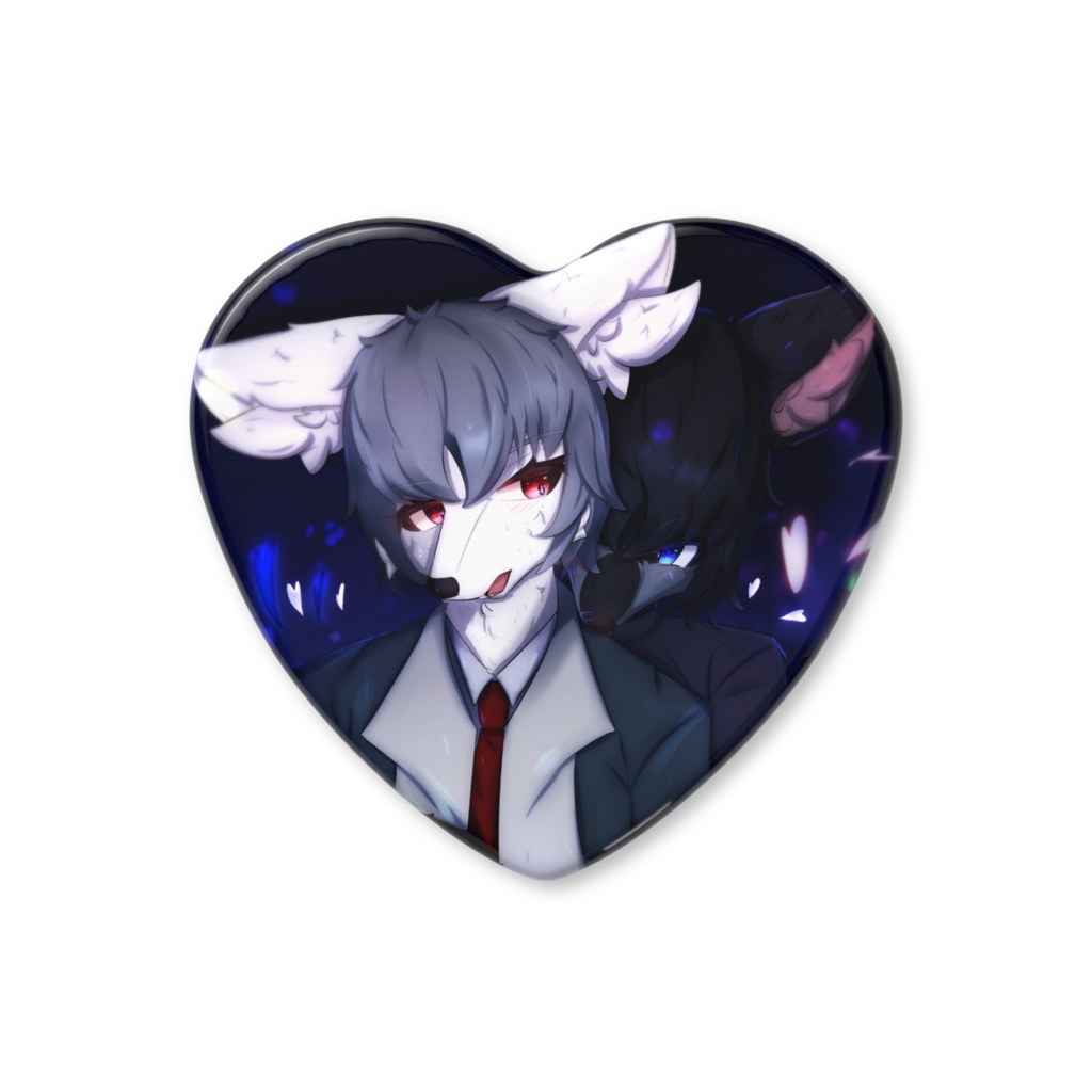 永遠の時を共に ヴォルフ&ノワール ハート缶バッジ