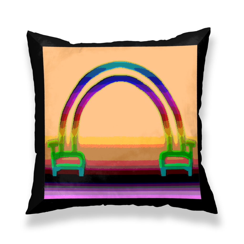 甲骨レインボー:クッションカバー(表裏)