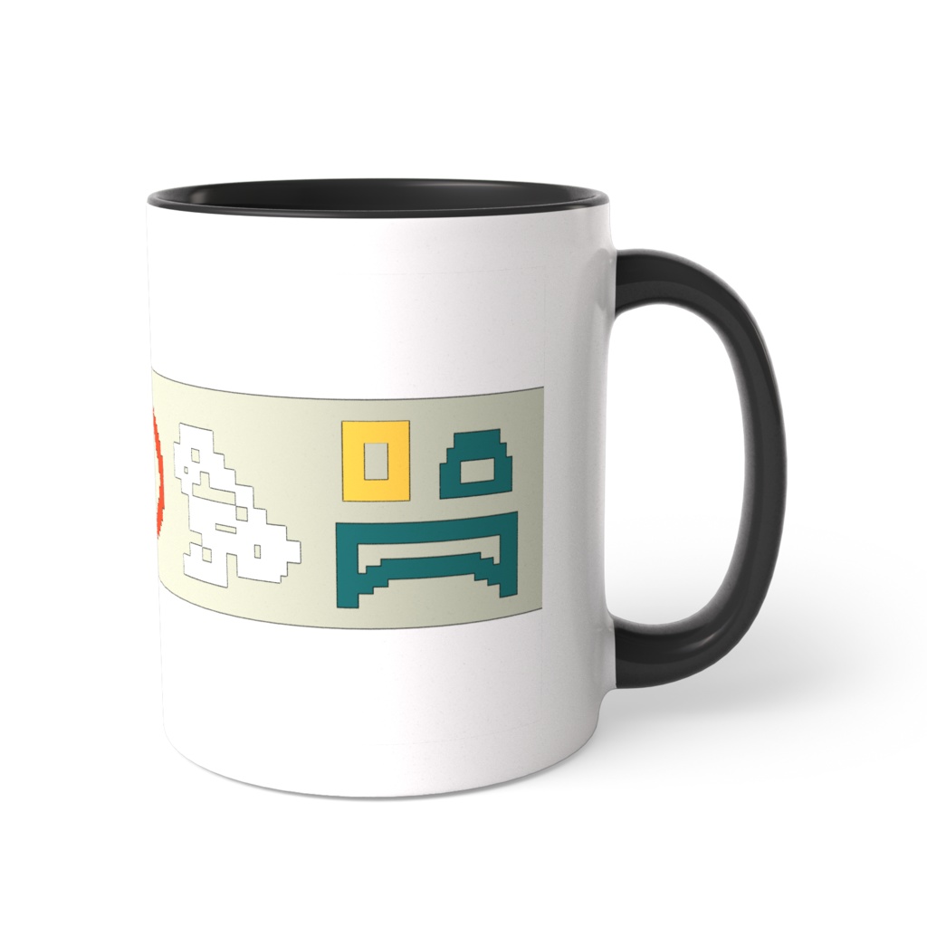 ドット絵ヒエログリフツートンマグ（アブシンベル小神殿カラー）