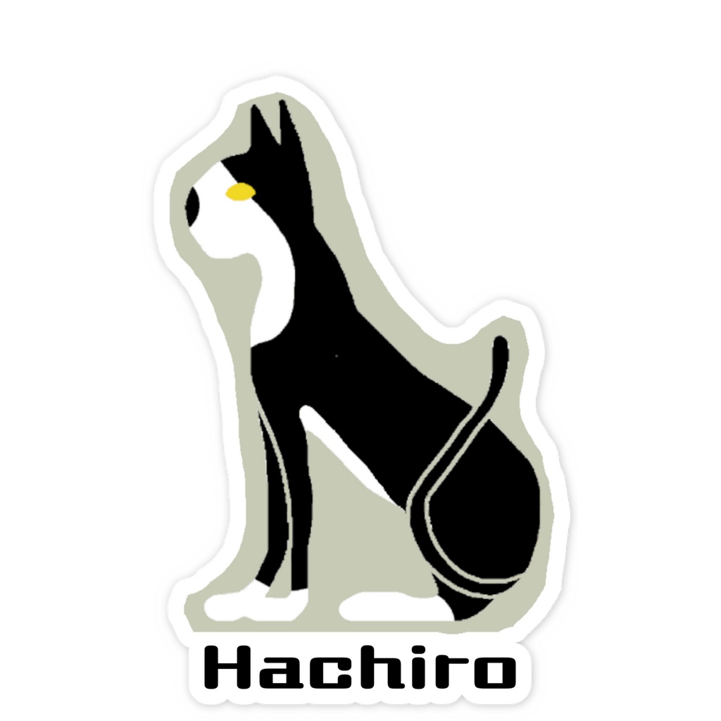 ヒエログリフの猫ステッカー(ハチワレ)
