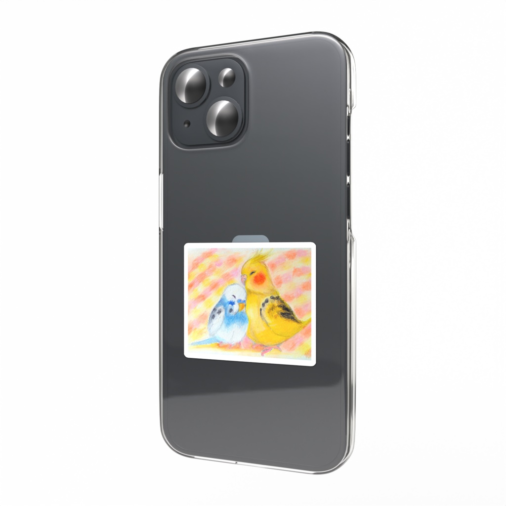 もふもふインコ仲良しスマホステッカー