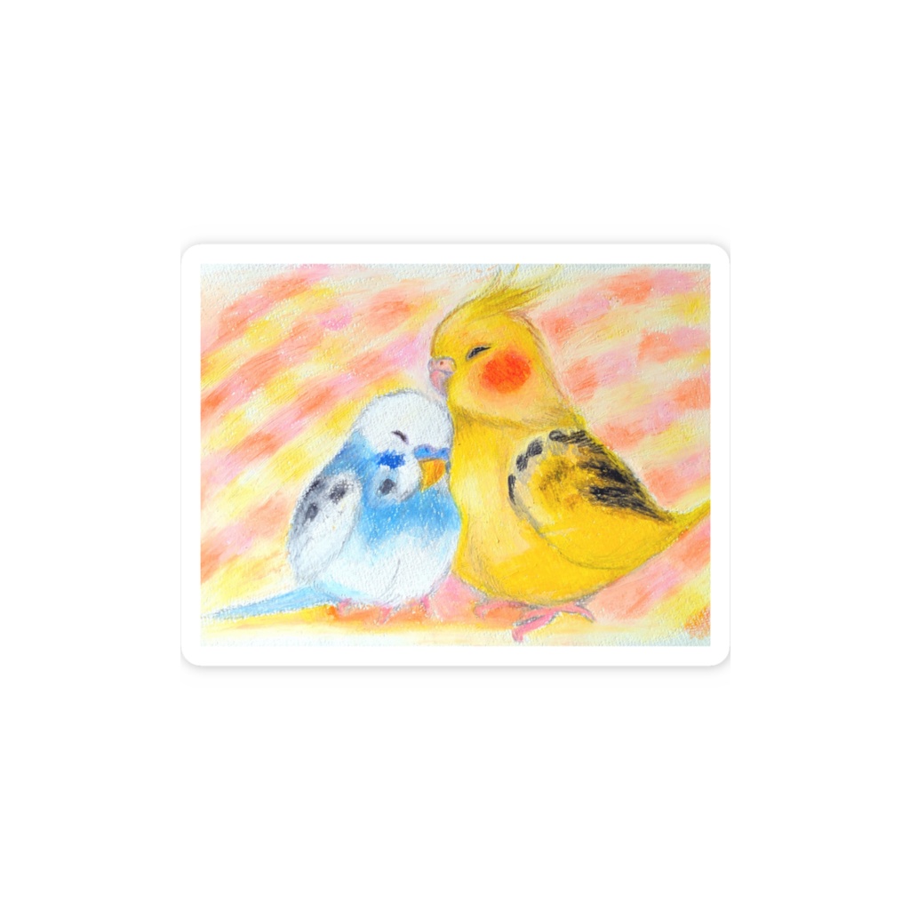 もふもふインコ仲良しスマホステッカー