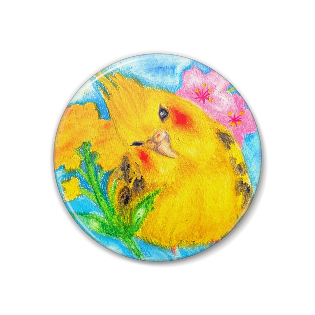 もふもふインコ（オカメ）缶バッチ