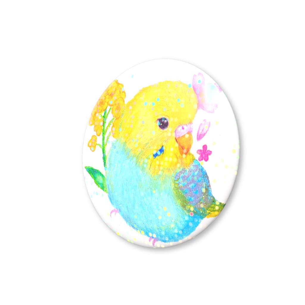 もふもふインコ(セキセイ)缶バッチ