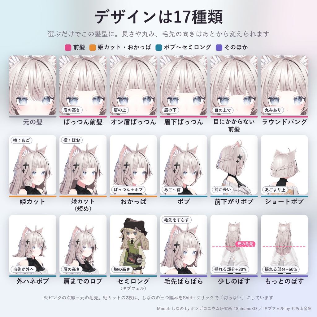 手持ちの髪をぱっつん前髪・姫カット・ボブに「きりそろえ」【汎用ツール・Blender不要・無料お試し版あり】【10/31まで400円】
