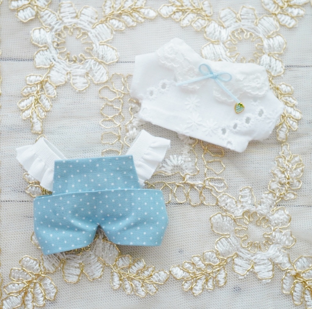 nui#53 Dull color salopette set 10cmぬい服