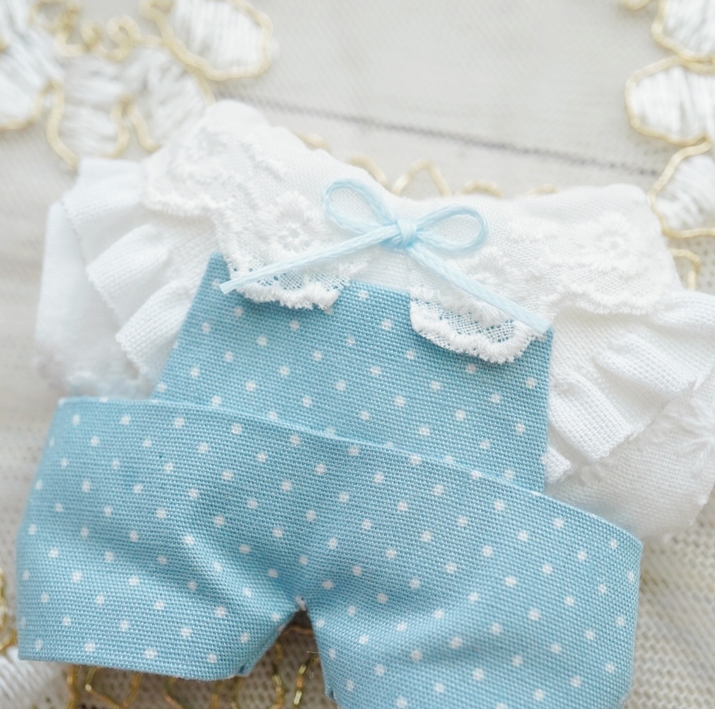 nui#53 Dull color salopette set 10cmぬい服