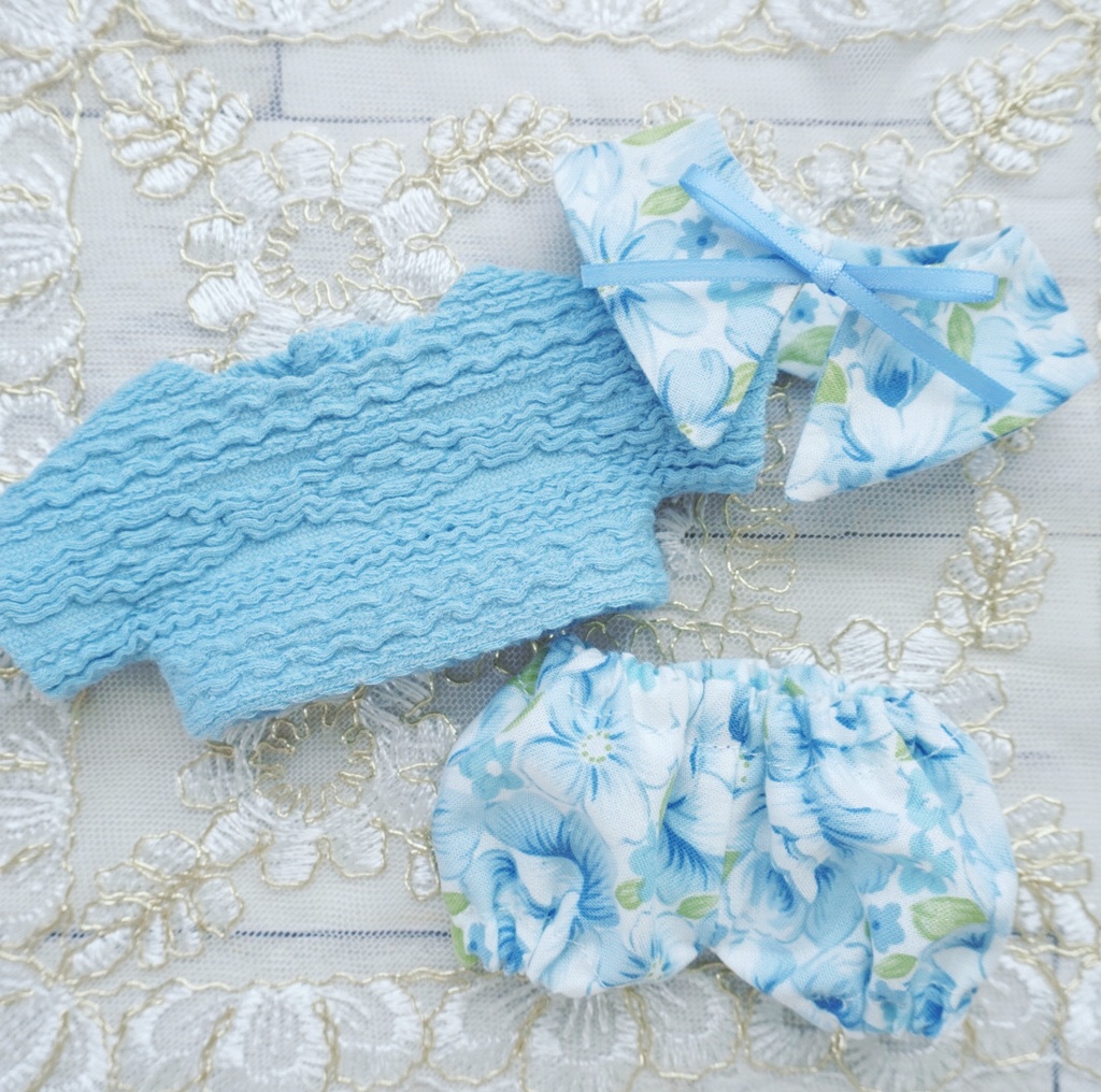 nui#59 Blue flower collar set