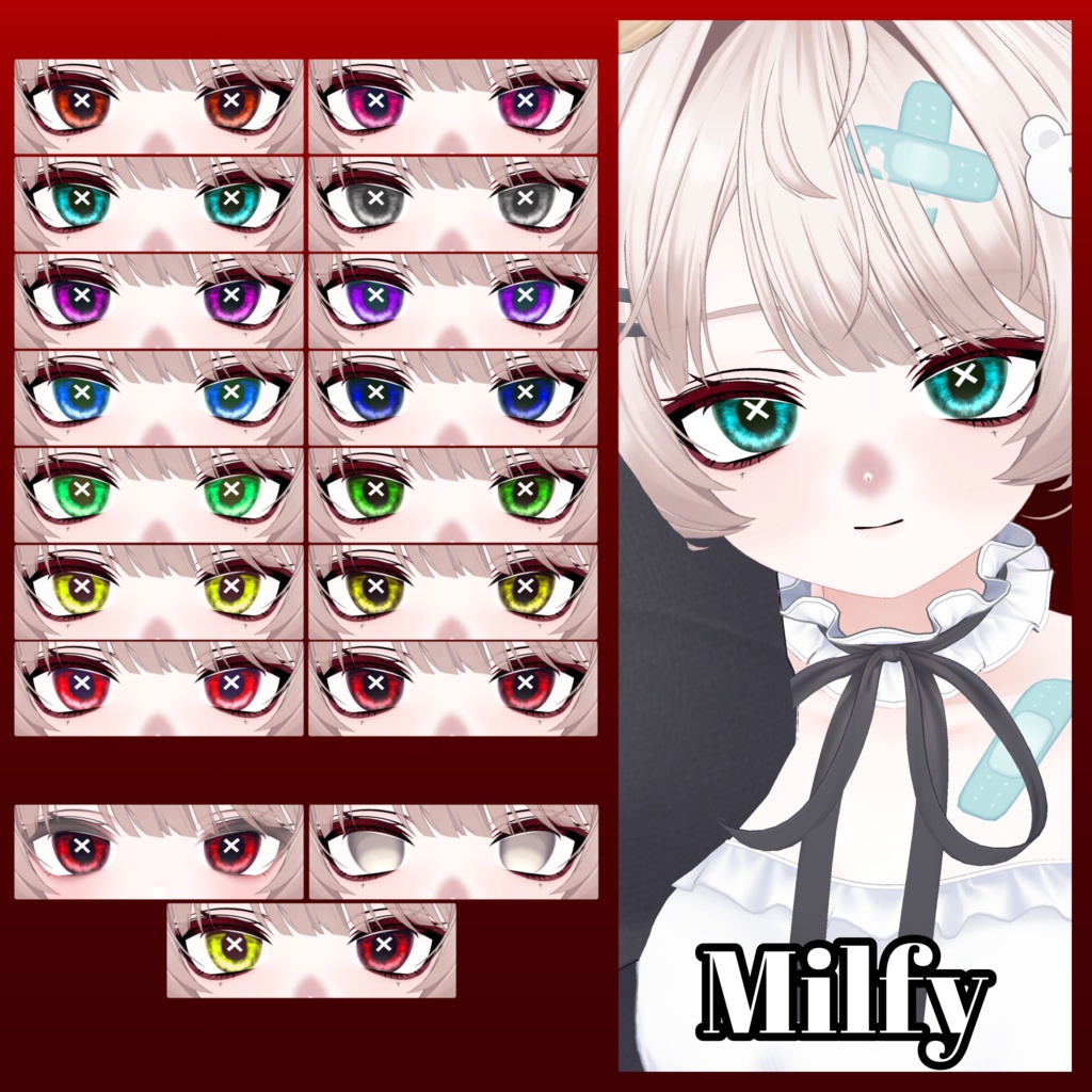 【VRchat】【7avatar対応】🖤Crimson Cross Makeup🖤