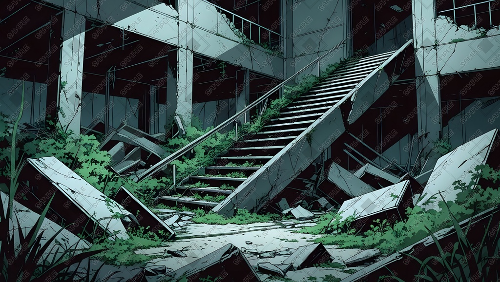 【素材集】廃墟【背景画像】16:9