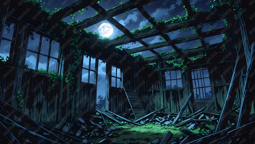 【素材集】廃墟【背景画像】16:9