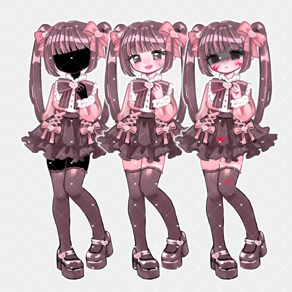 無料版あり♡地雷系ピンクメッシュちゃん|立ち絵素材