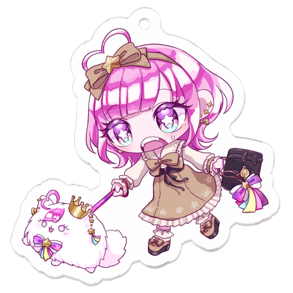 ポメ散歩SDイラストアクリルキーホルダー