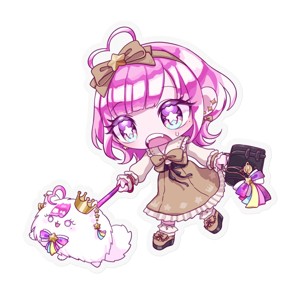 ポメ散歩SDイラストステッカー(クリア)