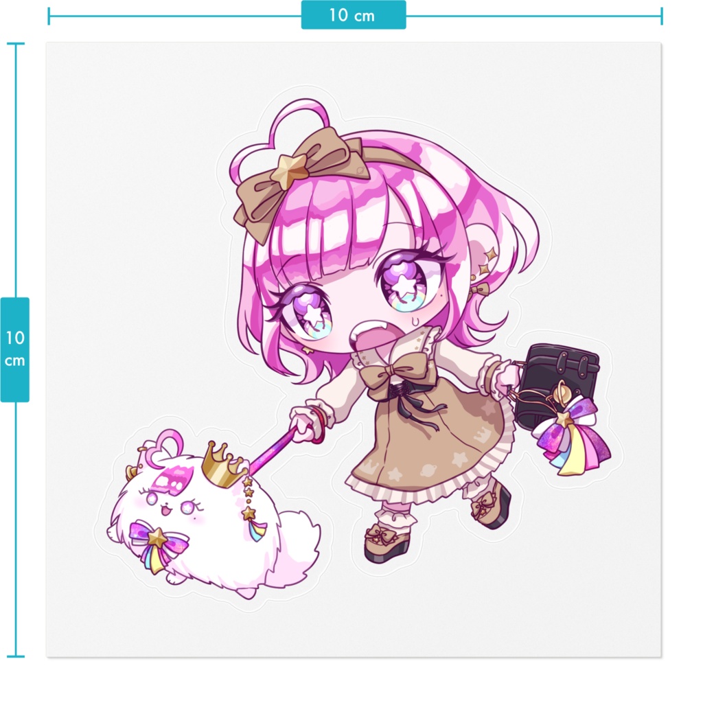 ポメ散歩SDイラストステッカー(クリア)