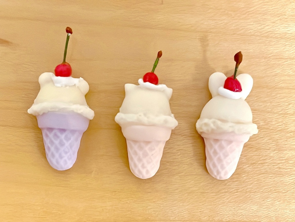 アイスクリーム風ポシェット(くま・ねこ・うさぎ)