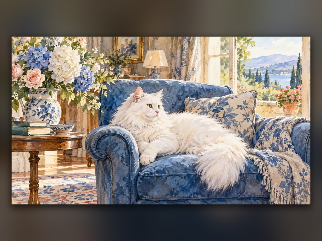 猫と暮らす水彩の世界|Life with Cats Watercolor|50作品・4Kデジタルアート|SORAN