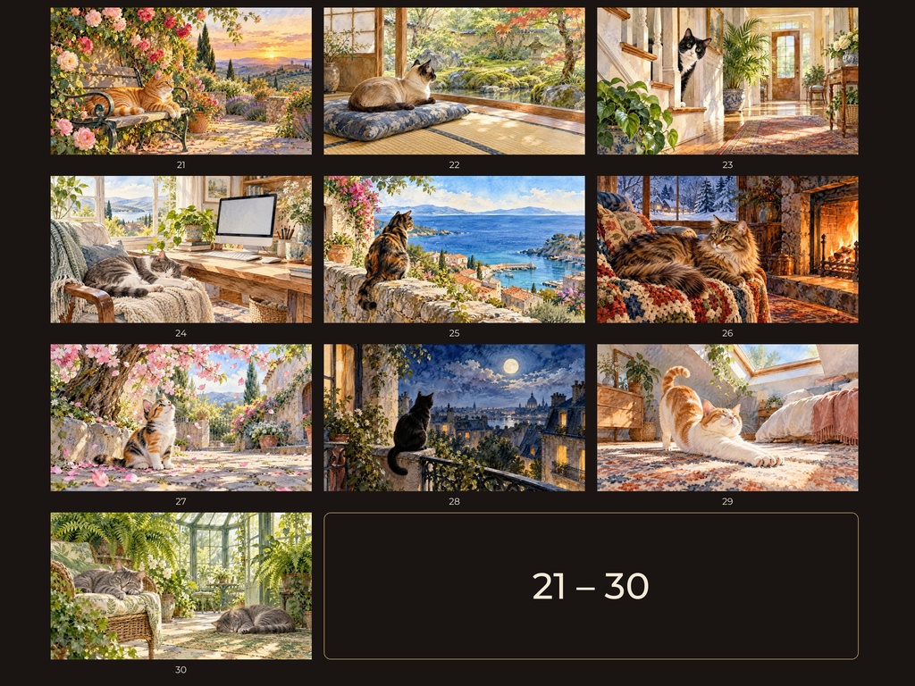猫と暮らす水彩の世界|Life with Cats Watercolor|50作品・4Kデジタルアート|SORAN