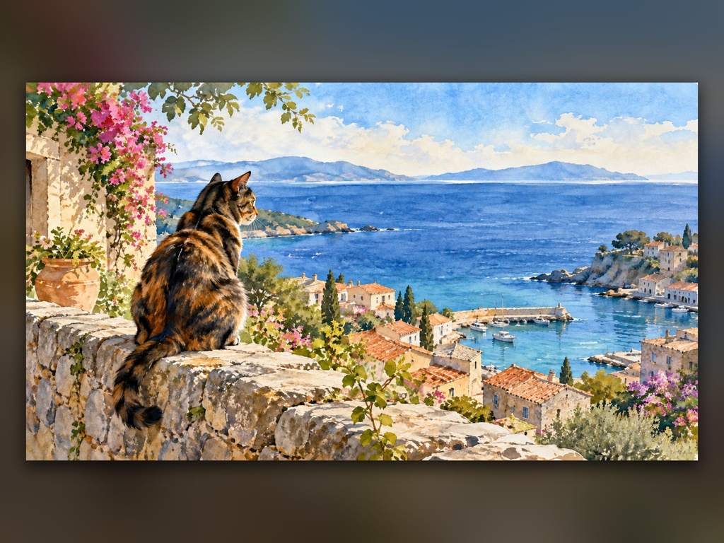 猫と暮らす水彩の世界|Life with Cats Watercolor|50作品・4Kデジタルアート|SORAN