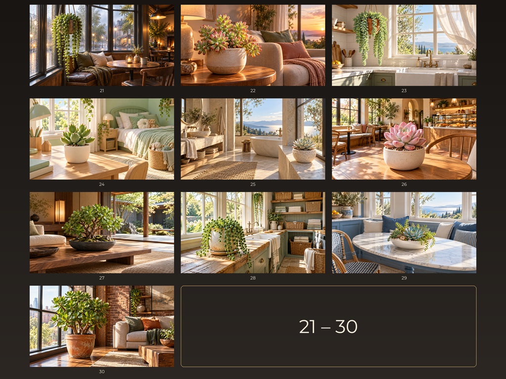 多肉植物の幻想インテリア 50作品集|4Kデジタルアート・ボタニカルな癒しの空間|SORAN DESIGN®