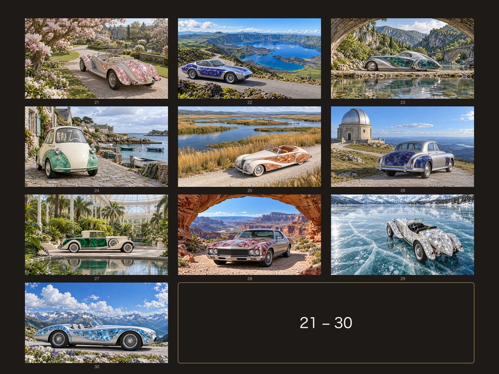 【4K・50作品】宝石のクラシックカー 幻想アートコレクション|高画質デジタルアート・レトロカー・壁紙・SORAN DESIGN®