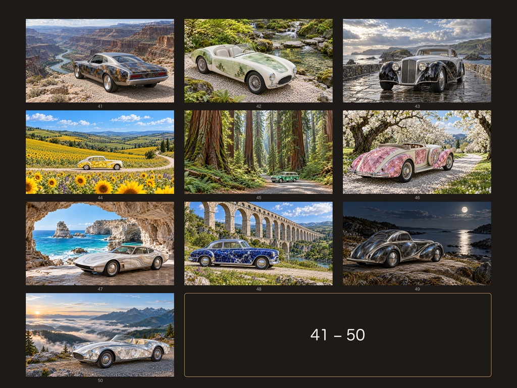 【4K・50作品】宝石のクラシックカー 幻想アートコレクション|高画質デジタルアート・レトロカー・壁紙・SORAN DESIGN®