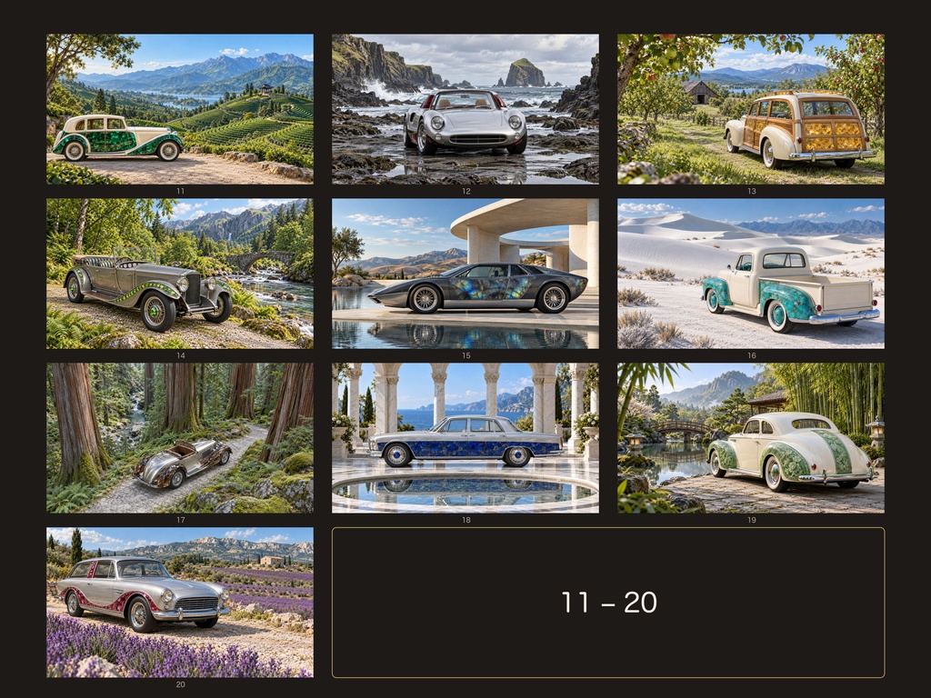 【4K・50作品】宝石のクラシックカー 幻想アートコレクション|高画質デジタルアート・レトロカー・壁紙・SORAN DESIGN®