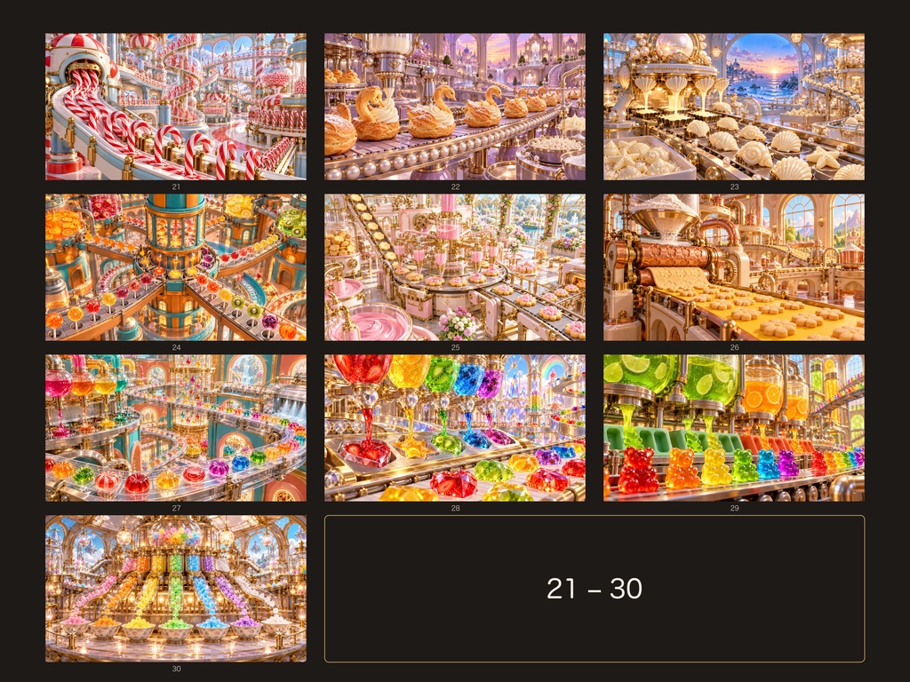 【4K・50作品】かわいいお菓子工場 幻想アートコレクション Part 2|デジタルアート・高画質壁紙