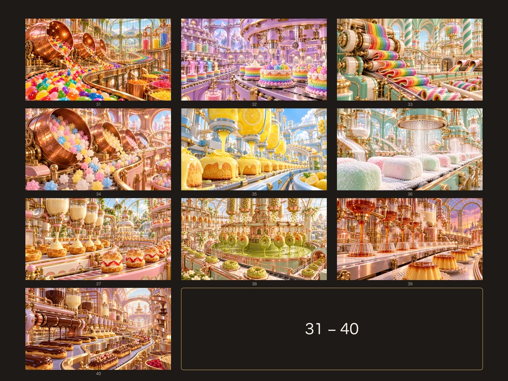 【4K・50作品】かわいいお菓子工場 幻想アートコレクション Part 2|デジタルアート・高画質壁紙