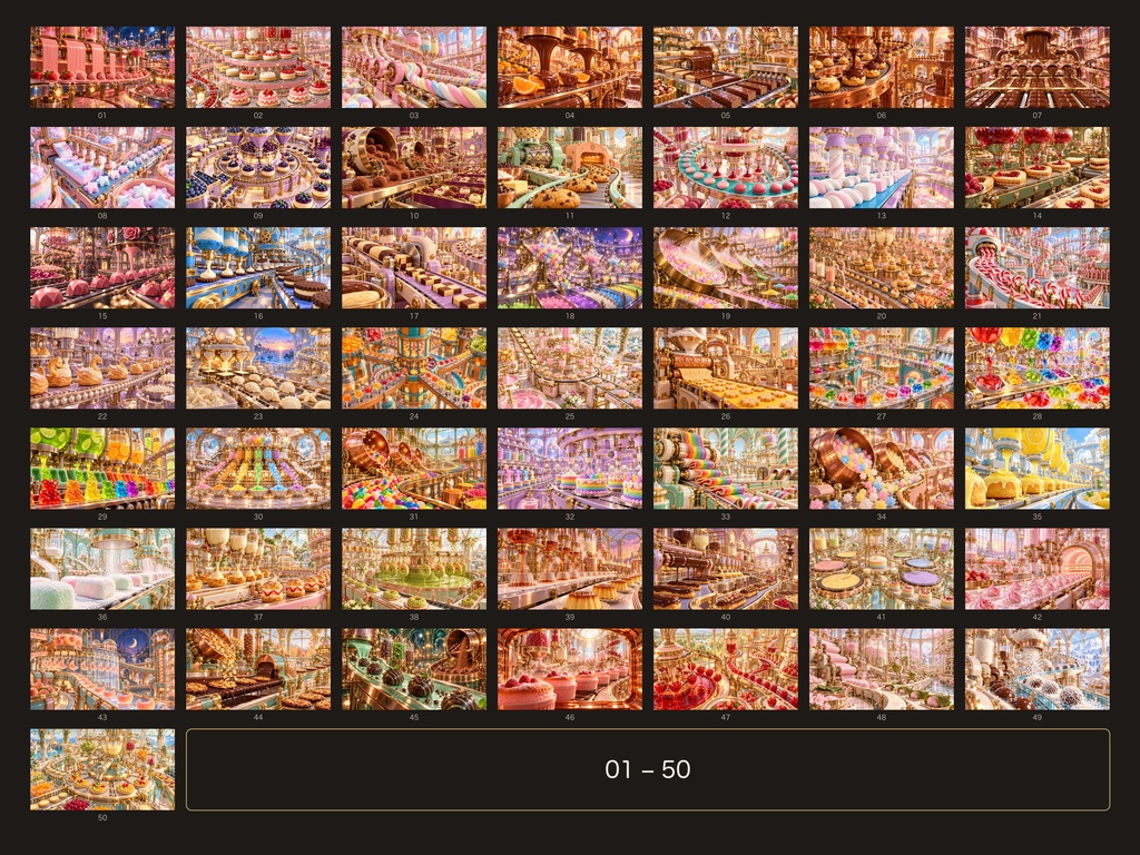【4K・50作品】かわいいお菓子工場 幻想アートコレクション Part 2|デジタルアート・高画質壁紙