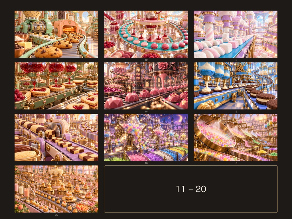 【4K・50作品】かわいいお菓子工場 幻想アートコレクション Part 2|デジタルアート・高画質壁紙