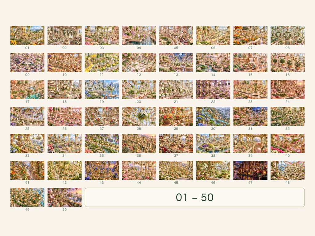 花と緑のアレンジ工場|幻想アートコレクション 50作品(3840×2160ピクセル)