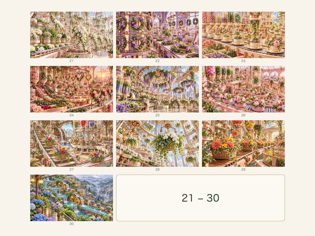 花と緑のアレンジ工場|幻想アートコレクション 50作品(3840×2160ピクセル)