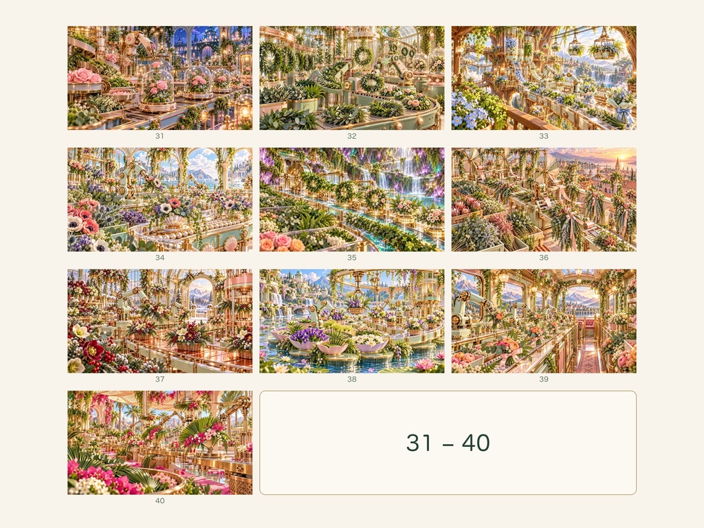 花と緑のアレンジ工場|幻想アートコレクション 50作品(3840×2160ピクセル)