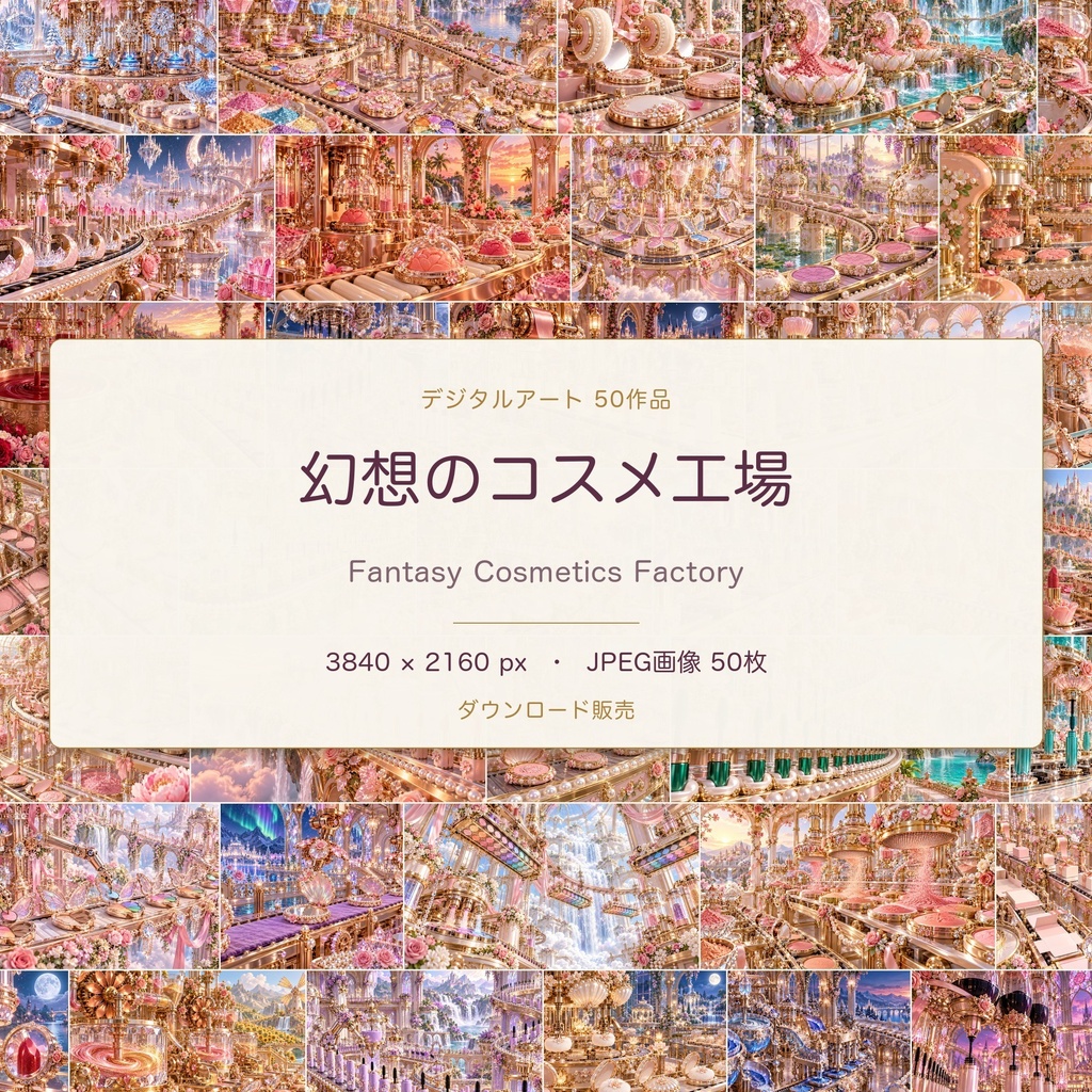 幻想のコスメ工場｜幻想アートコレクション 50作品（3840×2160ピクセル）