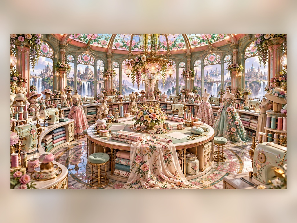 幻想の縫製工場|幻想アートコレクション 50作品(3840×2160ピクセル)