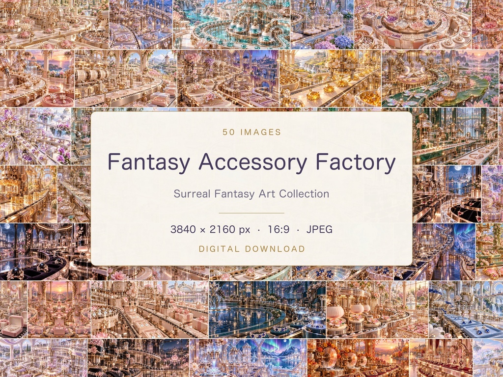 幻想のアクセサリー工場｜幻想アートコレクション 50作品（3840×2160ピクセル）