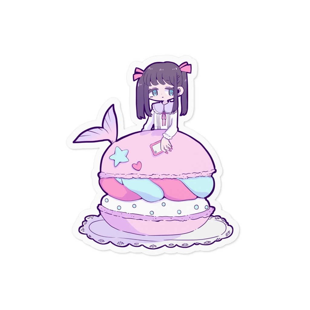 人魚ステッカー桃