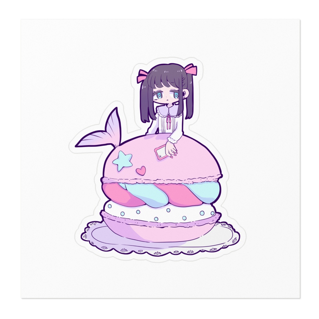 人魚ステッカー桃