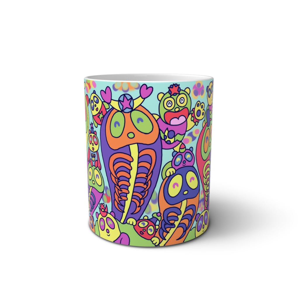 カラフルなガイコツパンダホヤとパンダ